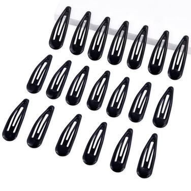 20 PCS Metal Snap Hair Clips Water Drop No Slip Hair Barrettes for Women Small Hair Clips For Thick And Thin Fine Hair,Black,1.97 x 0.5 In.