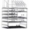 Large Clear Makeup Organizer Skin Care Cosmetic Display Cases Stackable Storage Box Make up Container Cube With 8 Drawers,Set of 3 By Cq acrylic