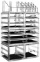 Cq acrylic 4 Pack Clear Makeup Organizer Countertop,Stackable 12 Drawers Skincare Organizer,Cute Skin Care Organizer for Vanity Hair Clip,Jewelry,Beauty Product Desk and Make Up Organizers for Vanity