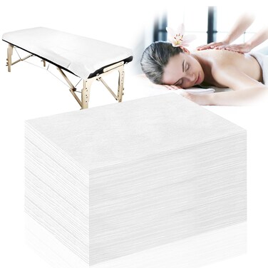 Disposable Massage Table Sheets, 31"X71" Waterproof Disposable Bed Sheets for Massage Table Tattoo Bed Covers Oil Proof Beauty Spa, Sbanas Desechables para Camilla De Masaje Non Woven White (50 Pcs)