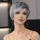 Creamily Pixie Cut Short Grey Wigs with Bangs Natural Fluffy Synthetic Hair Wigs for Women Gray Hair Replacement Wigs Mommy Wig Short Hair Styles for Women Ladies Wgs
