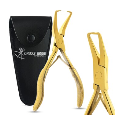 Professional Hair Extension Tools Microlink Bead Remover Plier for Hair Extensions Removal Micro Ring Beads Opener 5.5 Inch Pliers Silver Polish Stainless Steel &ndash; Cross Edge Corporation (Gold)