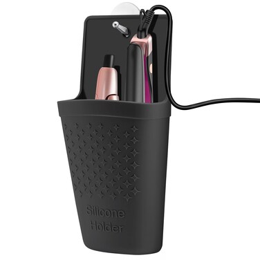 Heat Resistant Silicone Hair Iron Mat and Pouch,Portable Travel Hair Straightener Mat and Holder for Hair Styling Tools.1 Pack.(Black)