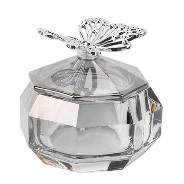 Cryfokt 1 PCS Dappen Dish for Acrylic Nails, Large Capacity Glass Monomer Dish Multifunctional Nails Tips Art Dappen Dish with Alloy Lid, Transparent Glass Crystal Cup for Jewelry Display