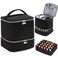 Corduroy Nail Polish Organizer and Nail Lamp Case, Nail Kit Organizer Holds 30 Bottles (15ml - 0.5 fl.oz) and a Nail Lamp, Nail Polish Carrying Case with Manicure Tools Storage Sections (Black)