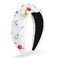 Teacher Headband for Women, Pearl Rhinestone Back to School Headband for Girls, Jeweled Top Knot Embellished Headband, Teacher Hair Accessories Outfits Valentine Appreciation Gift for Teachers (White)