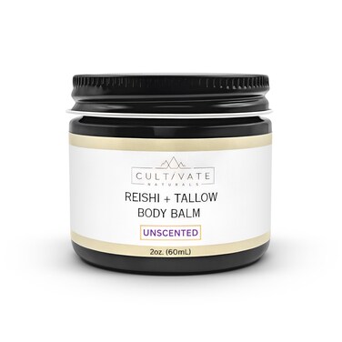 Reishi Tallow Body Balm - Unscented (2 oz)   Grass Fed Beef Tallow - Non-toxic, Paleo Friendly Skincare   Infused with Reishi Spore Extract   Moisturizing &amp; Hydrating for Sensitive Skin