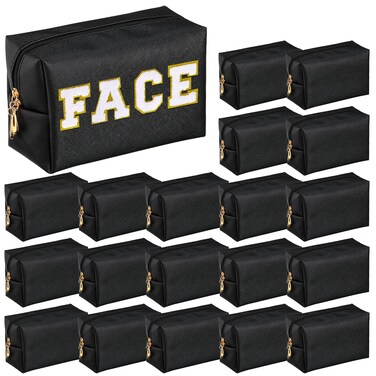 20 Pcs Preppy Makeup Bag PU Leather Cosmetic Bags Makeup Pouch Cosmetic Pouch with Zipper Waterproof Make Up Toiletry Beauty Container for Women Travel Gift(Golden)