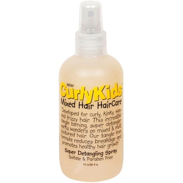 CurlyKids Super Hair Detangler Spray for Curly Hair - Effortless Knot Removal, Frizz-Free Curls &amp; Smooth Styling - Haircare for Curly, Kinky, Coily &amp; Wavy Hair - Safe &amp; Gentle Formula for Kids - 6oz