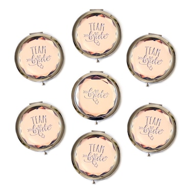 Set of 7 Small Mirror Pocket Bride Tribe Gifts Bachelorette Bridesmaid Gift Favors, I Do Crew