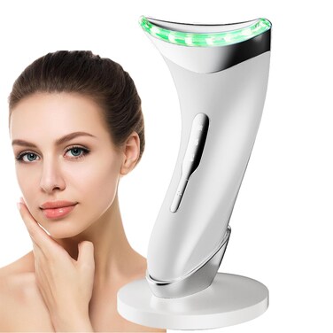 Facial Massager for Face and Neck, Face Massager Tool for Skin Care at Home, Red-Light-Therapy-for-Face and Neck Thermal, and Vibration Technologies (White)