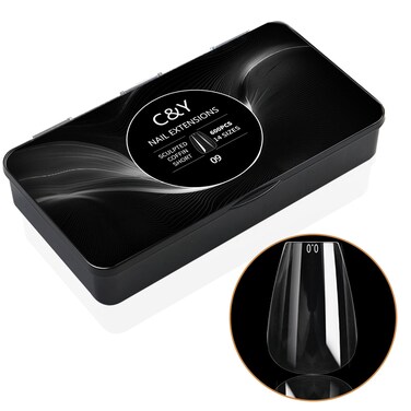 600PCS Short Coffin Gel Nail Tips, Pre-shaped Clear false Nails Tips with box - 14 Sizes Full Cover Soft Acrylic False Tip Press On for Nails Extensions Diy salon at Home