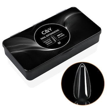 600PCS Medium Stiletto Gel Nail Tips, Pre-shaped Clear false Nails Tips with box - 14 Sizes Full Cover Soft Acrylic False Tip Press On for Nails Extensions Diy salon at Home