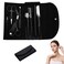 8PCS/SET Professional Eyebrow Shaping Grooming Kit - Beauty Tools Set with Leather Bag Eyebrow Grooming Kit for Women &amp; Men, Eyebrow Trimming Kit With Razor Eyebrow Scissors and Brush with Comb Black