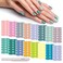 DANNEASY 16 Sheets Candy Solid Color Nail Polish Stickers Full Nail Wraps Self Adhesive Nail Polish Strips for Women Girl Nail Art with 1pc Nail File, Cuticle Stick (Light Colour)