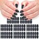 DANNEASY 8 Sheets Glitter Black Nail Polish Stickers Full Nail Wraps Stick on Nail Polish Strips Gel Nail Strips Self Adhesive Fingernail Sticker Nails for Women with Nail File, Cuticle Stick