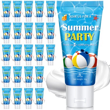 24 Pcs Mini Sunscreen Bulk for Summer Wedding Party Spf 30 Water Resistant Sunscreen Lotion Bulk 1oz Travel Size for Thank You Gifts Summer Beach Wedding Party Supplies