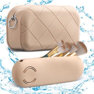 2 Pcs Silicone Makeup Bag Brush Holder Portable Travel Makeup Bag Waterproof Toiletry Organizer Silicone Pouches for Travel Pencil Zipper Pouch for Women