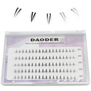 Bottom Lash Clusters DIY Eyelash Extensions - DAODER 90pcs Wispy Natural Look Clear Band Lashes for Bottom Eyelashes 6mm
