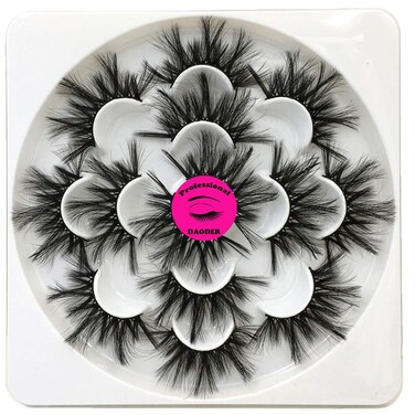 DAODER Lashes 25mm Mink Fluffy Thick Long Big Wispy False Eyelashes Dramatic Light Soft Bold Fake Eye Lashes Pack of 7 Pairs