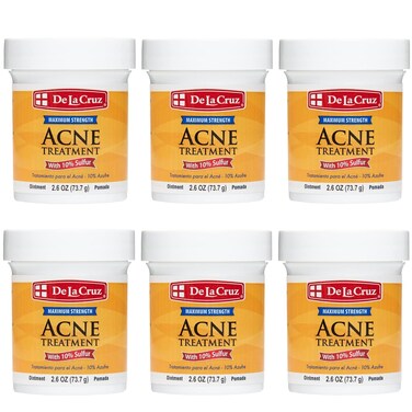 De La Cruz Sulfur Ointment - Cystic Acne Treatment for Face and Body - Daily 10 Min Spot Treatment Mask - Safe and Effective Game Changing Hormonal Acne Treatment that Clears Up Pimples 2.6oz (6 Pack)
