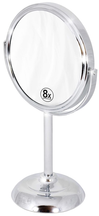 Deco Brothers Vanity Mirror with Stand 6-Inch Double Sided, 8X Magnification, Chrome