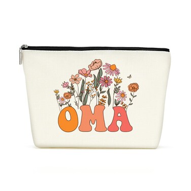Retro Flower Mothers Day Birthday Gifts for Oma Funny Grandma Gifts from Granddaughter Makeup Bag Cosmetic Bag Retirement Wedding Anniversary Appreciation Gifts for Women Grandma Nana Grandmother