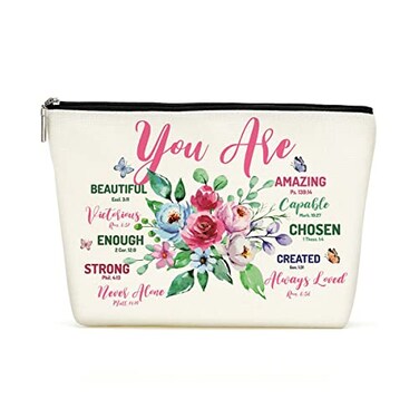 Decohim Inspirational Christian Gifts for Women Makeup Bag Cosmetic Bag Inspiration Religious Gifts Idea for Women Mom Aunt Nurse Best Friend BFF Coworker Sister Birthday Friendship Christmas