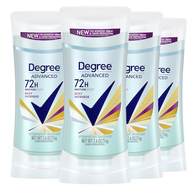Degree Advanced MotionSense Antiperspirant Deodorant 4 Count 72-Hour Sweat And Odor Protection Sexy Intrigue Antiperspirant Deodorant For Women With MotionSense Technology 2.6oz