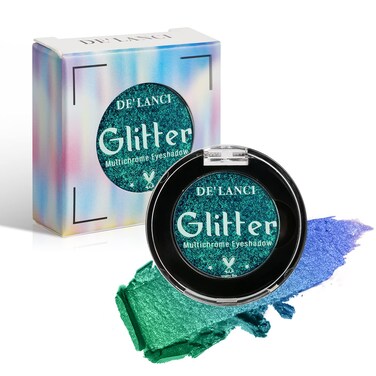 DE'LANCI Multichrome Peacock Green Eyeshadow Single, St. Patrick&rsquo;s Day Metallic Glitter Eye Cosmetic, Sparkly Emerald Shimmer Makeup for Festive, Intense Long-Lasting Eyeshadow for Blue/Green Eyes