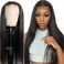 Straight Lace Front Wigs for Black Women Glueless Human Hair Wear and Go Brazilian HD Transparent 4x4 Lace Closure Wigs Pre Plucked with Baby Hair (17Inch,Natural Color)