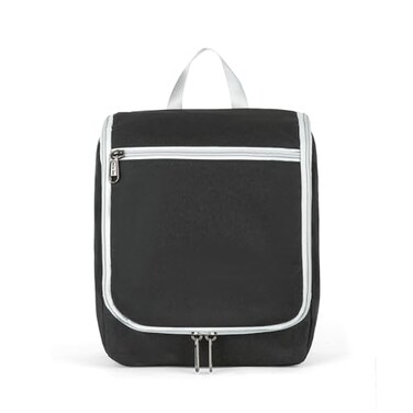 Della Gao Black Water Repellent Polyester Hanging Toiletry Bag for Travel