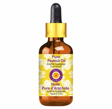 Deve Herbes Pure Peanut Oil (Arachis hypogeae) with Glass Dropper Cold Pressed 15ml (0.50 oz)