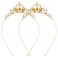 2PCS Crystal Tiara Heart Rhinestone Princess Crown Birthday Headpiece Cute Bling Hair Band Party Decorations Headband Accessories for Women Girls Kids Festival Wedding Bridal