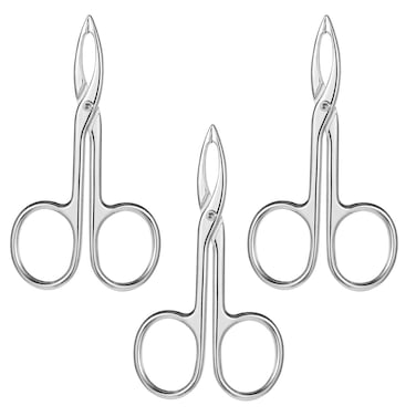 3 Pcs Tweezers Scissor Handle Straight Tip Eyebrows Tweezers Scissors Shaped Hair Plucker Portable Beauty Tool for Facial Hair Remover Eyebrows Care (Silver)