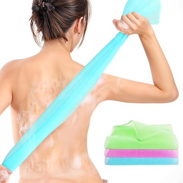 3 Pack Long Exfoliator Shower Towel Exfoliating Washcloth Back Scrubber for Shower Wash Cloth Beauty Loofah Sponge Towel Back Cleaner Washer Cloth to Dead Skin Remover for Men Women Bath