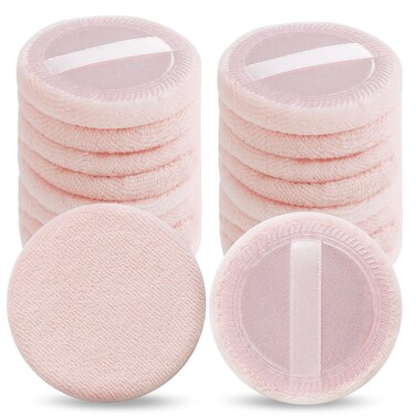 Pink Powder Puff Cotton Round Makeup Powder Puffs Velour Loose Powder Puffs Face Body Powder Puffs for Loose and Foundation Cosmetic Powder 18Pcs (Pink)