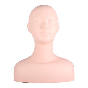 Practice Mannequin Head with Shoulder, Training Head Cosmetology Mannequin Doll Face Head for Eyelashes Makeup Practice, Mannequin Cosmetology Mannequin Doll Face Head