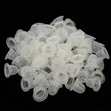 Ink Cups 100pcs Disposable Silicone Permanent Makeup Pigment Clear Holder Container Accessory Microblading Pigment Cups(L)