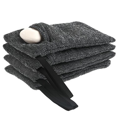 4Pack Exfoliating Soap Pouch Nylon Soap Saver Bag Mesh Soap Bag Body Scrubber Rough Sponge Exfoliator for Bath Shower Women Men