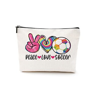 DJHUNG Watercolor Soccer Cosmetic Bag - Makeup Bag Pouch for Sport Lovers, Coach, Friendship Gifts for Women, Friends, Sister, Bestie, Mom - Travelling, Camping, Beach, Birthday
