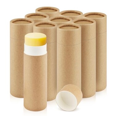 10 Pcs 2 oz Paperboard Deodorant Tubes,Empty Push-Up Style Kraft Paper Tube Holder,Cardboard Biodegradable Round Solid Container for DIY Homemade Lotion Bars,body Deodorant Sticks- Brown