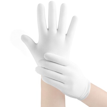 5 Pairs White Cotton Gloves for Dry Hands Sleeping, Soft Moisturizing Eczema Gloves Overnight for Women &amp; Men, Breathable Lotion spa Gloves, Work Glove for Jewelry Coin Inspection, Dnusoirk