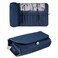 Portable Folding Makeup Brush Bag with Silicone Foldable Brush Cleaning Bowl, Multifunctional Cosmetics Rolling Storage Case Makeup Brush Holder, Makeup Brush Organizer Bag for Travel (Blue)