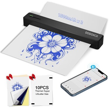Tattoo Stencil Printer,Tattoo Printer Machine with 10pcs Tattoo Transfer Paper,Portable Wireless Bluetooth Thermal Inkless Tattoo Printer Compatible with Phone/Pc&amp;Pad,for Tattoo Beginners&amp;Artists