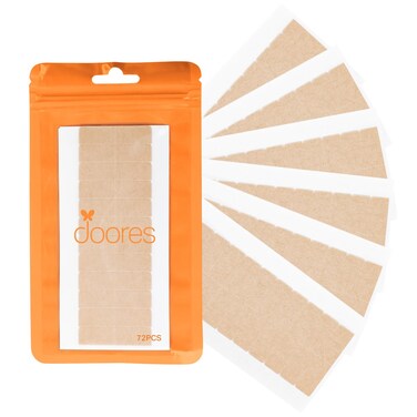 DOORES Hair Extension Tape Tabs, 72pcs Double Sided Replacement Tape Adhesive Invisible No Residue Transparent Tapes for Hair Extensions, 72 Tabs (4 x 0.8 cm/1.57 x 0.31 inch)