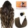 DOORES I Tips Hair Extensions, Human Hair Balayage Dark Brown to Chestnut Brown 20 Inch 50g/50s, Remy Hair Extensions, Silky Straight Hair
