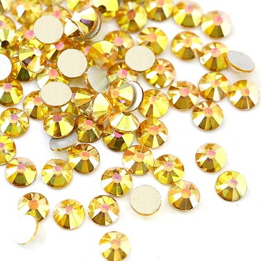 Dowarm 720 Pieces SS20 Flatback Crystals, 4.8MM Flatback Crystal Rhinestones for Craft Nails Dance Costumes, Non Hotfix, Metal Sunlight (SS20 / 4.8MM, Metal Sunlight/Gold)