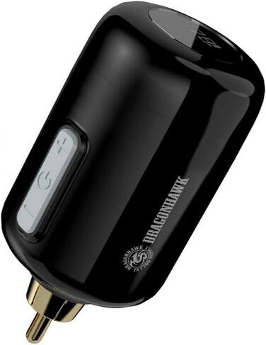 Dragonhawk Tattoo B3 Wireless Tattoo Battery Power Supply for Tattoo Pen Machine, Cordless RCA Jack by Mastlabs Lightweight Small Digital Display (Black)