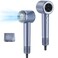 Hair Dryer - 110000 RPM High-Speed Brushless Motor Negative Ionic Blow Dryer for Fast Drying, 1600W 3Temps /2Speeds Low Noise Thermo-Control Hairdryer with Magnetic Nozzle&amp;LED Display(Silver)